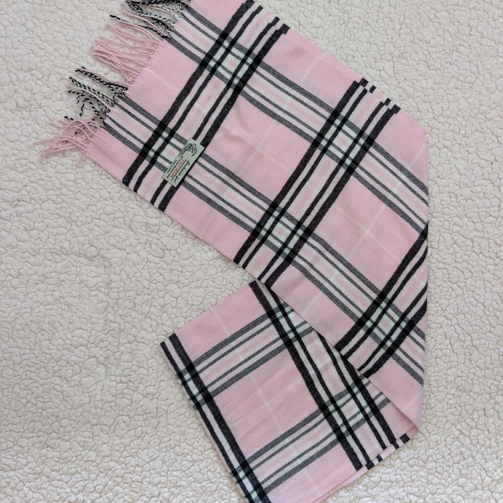Pink Black & White Plaid Scarf